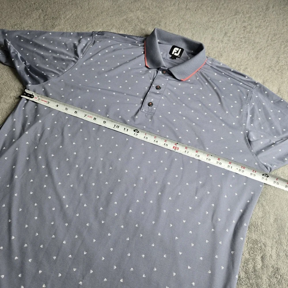 FJ Footjoy Performance Golf Shirt Push Play Gray All Over Print Mens Size L